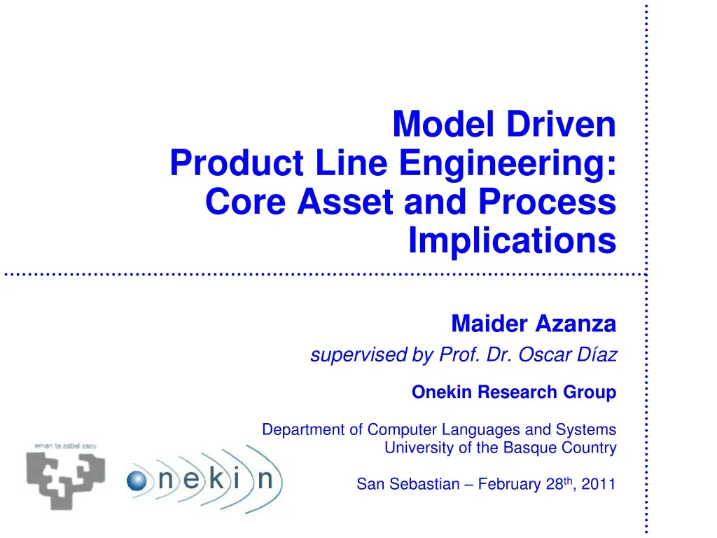 PPT Model Driven Product Line Engineering Core Asset and Process