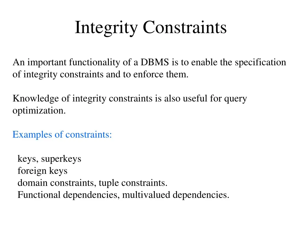 PPT - Integrity Constraints PowerPoint Presentation, Free Download - ID ...