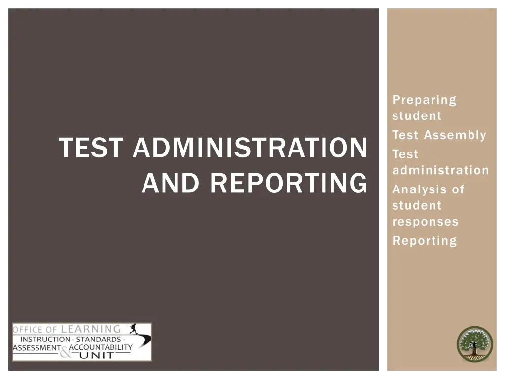 test administration and reporting n.