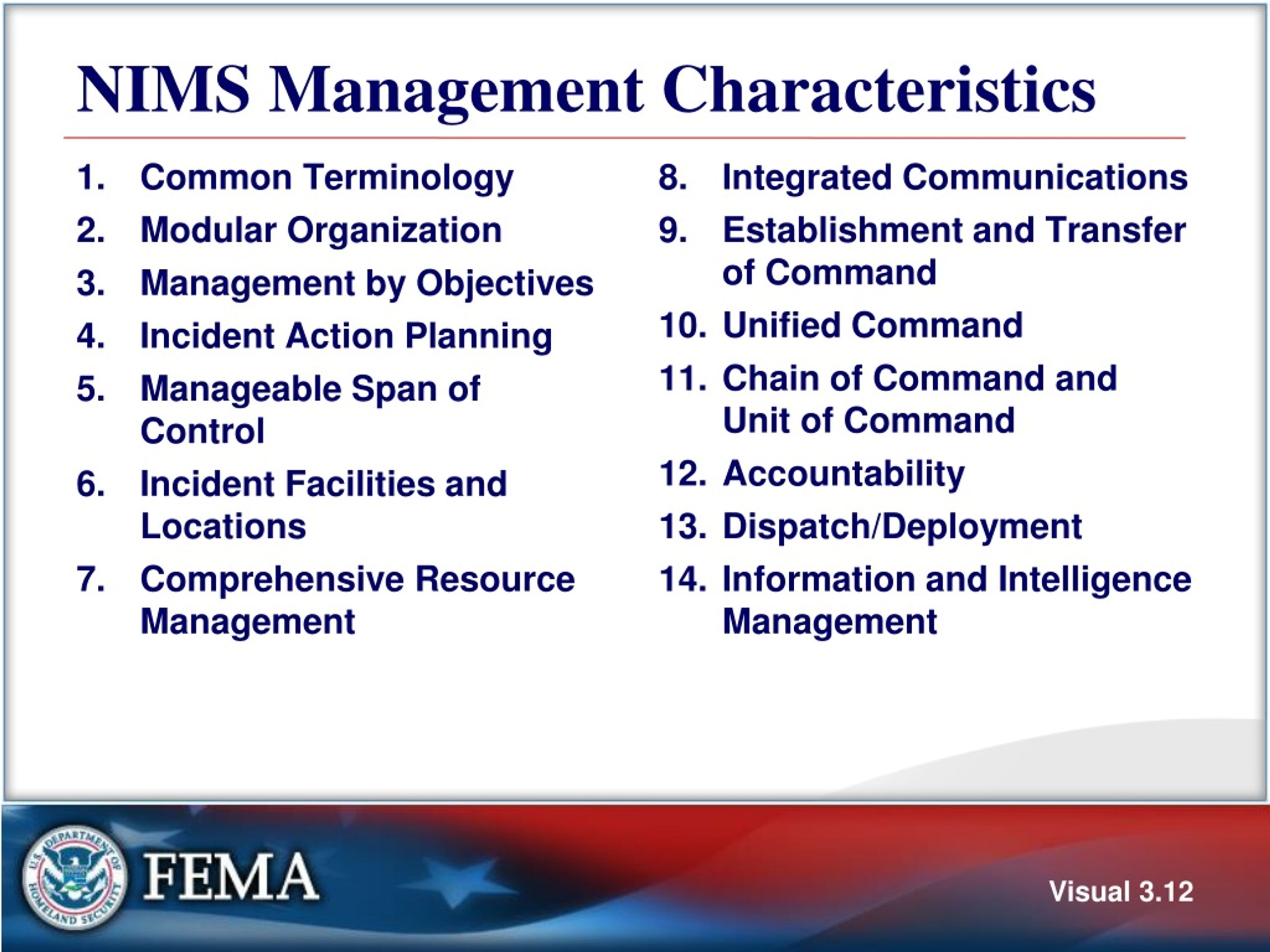 font size=4>Lesson 3: NIMS Management Characteristics</font>