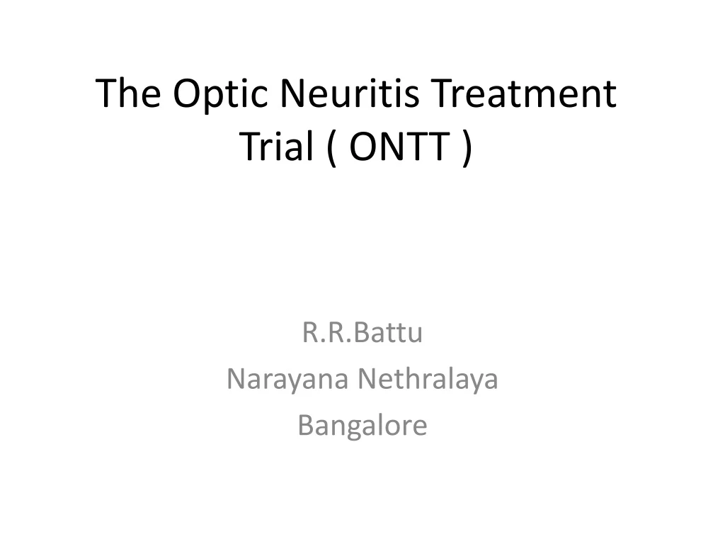 the optic neuritis treatment trial ontt n.