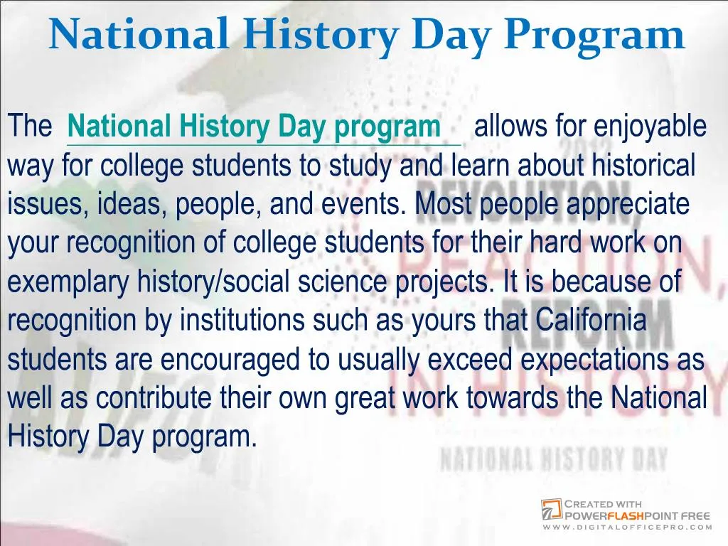 PPT California National History Day PowerPoint Presentation, free