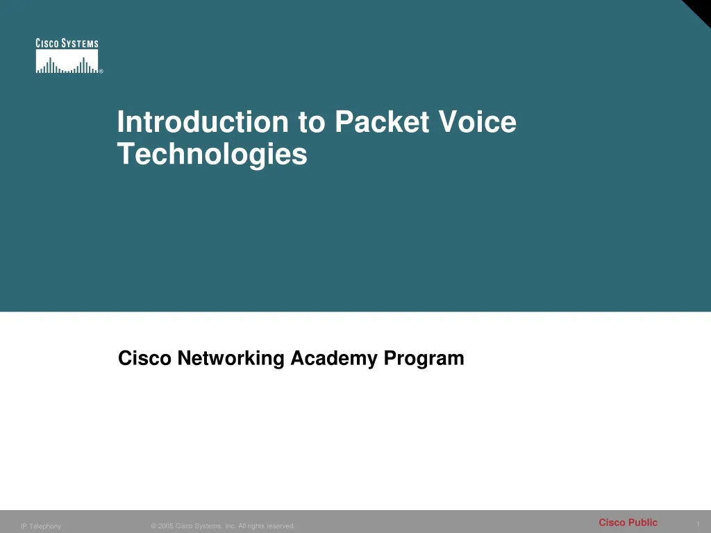introduction to packet voice technologies n.
