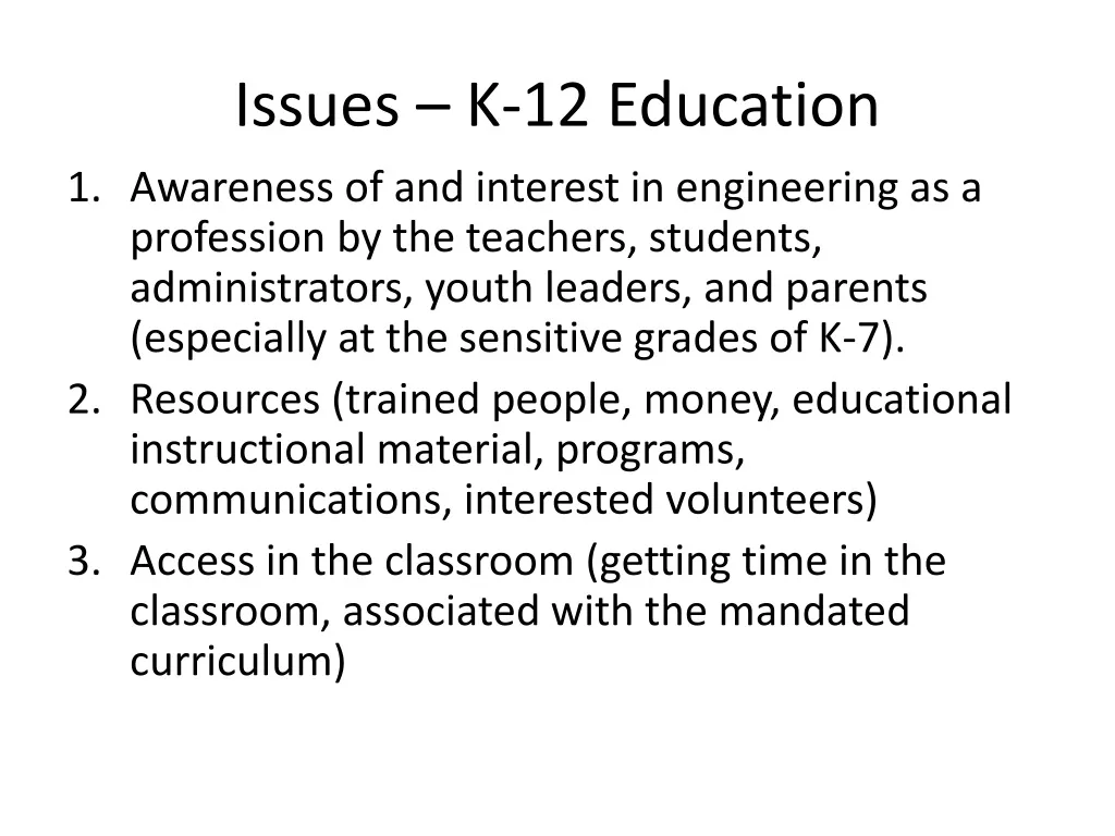 current issues in k12 education