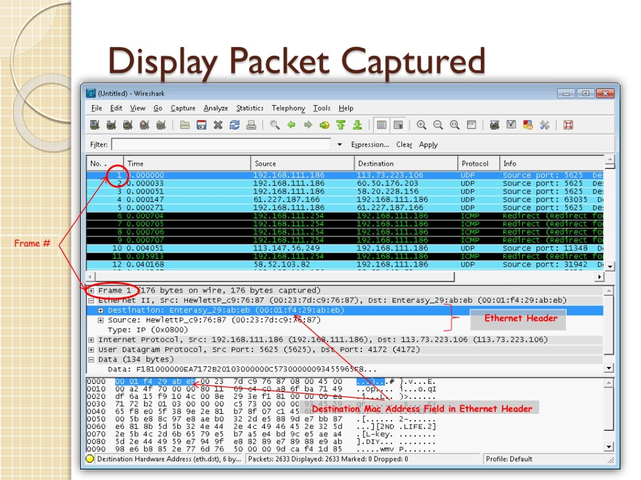 wireshark packet capture location of mac address