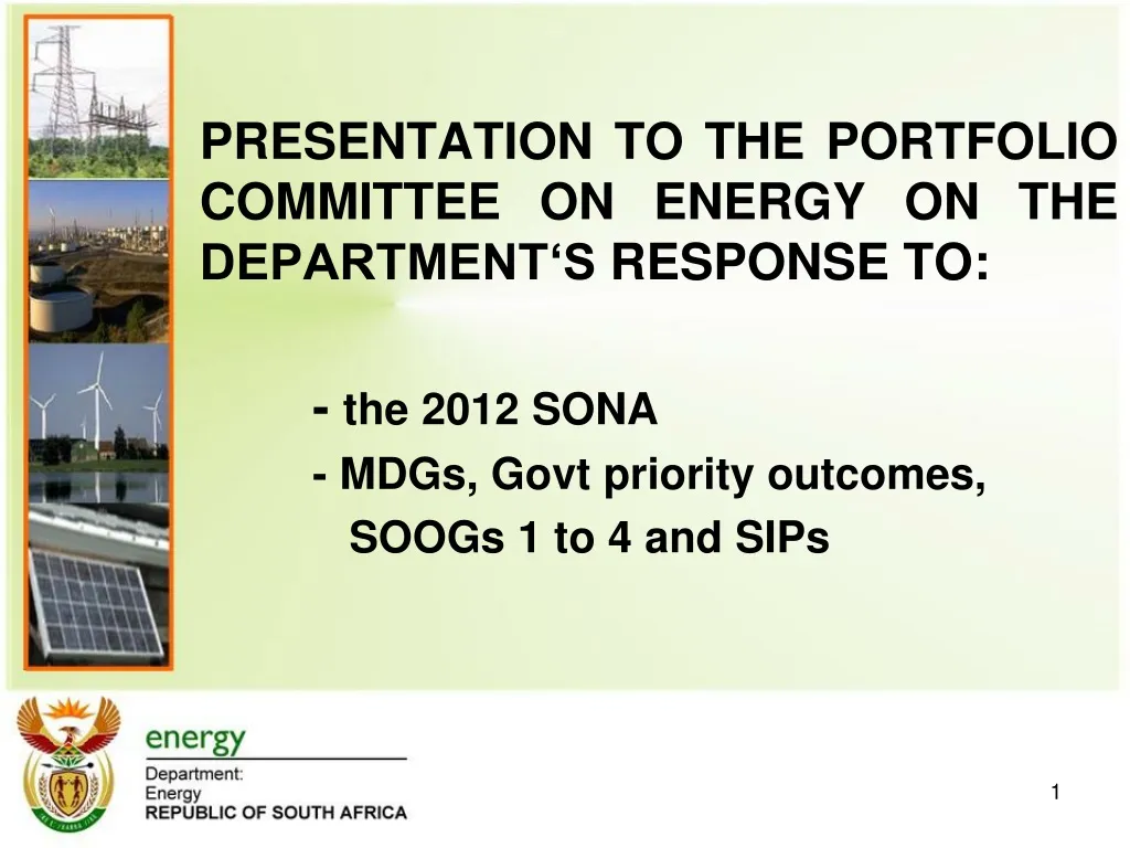 presentation to the portfolio committee on energy n.