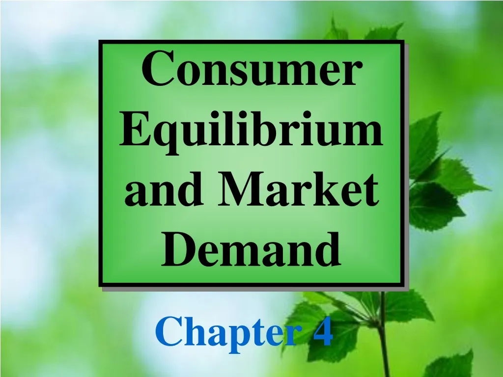 consumer equilibrium and market demand n.