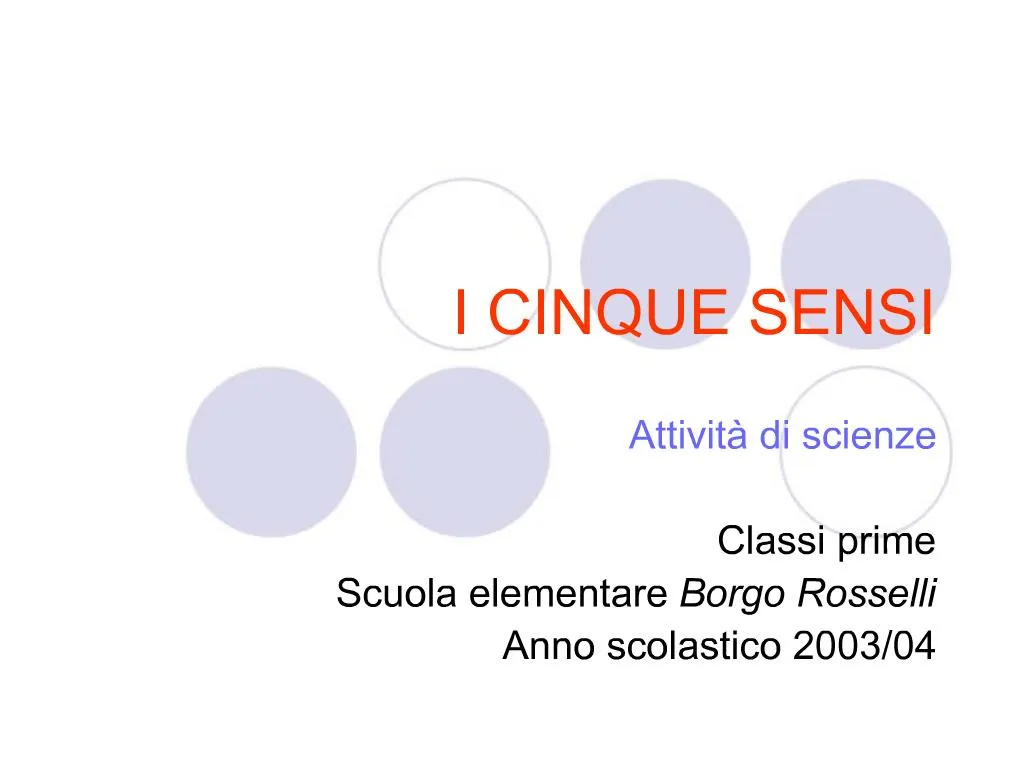 Ppt I Cinque Sensi Powerpoint Presentation Free Download Id