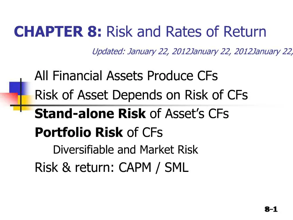 PPT - CHAPTER 8: Risk And Rates Of Return Updated: January 22, 2012 ...