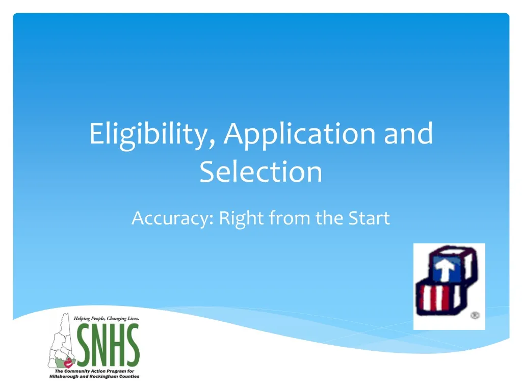 eligibility application and selection n.