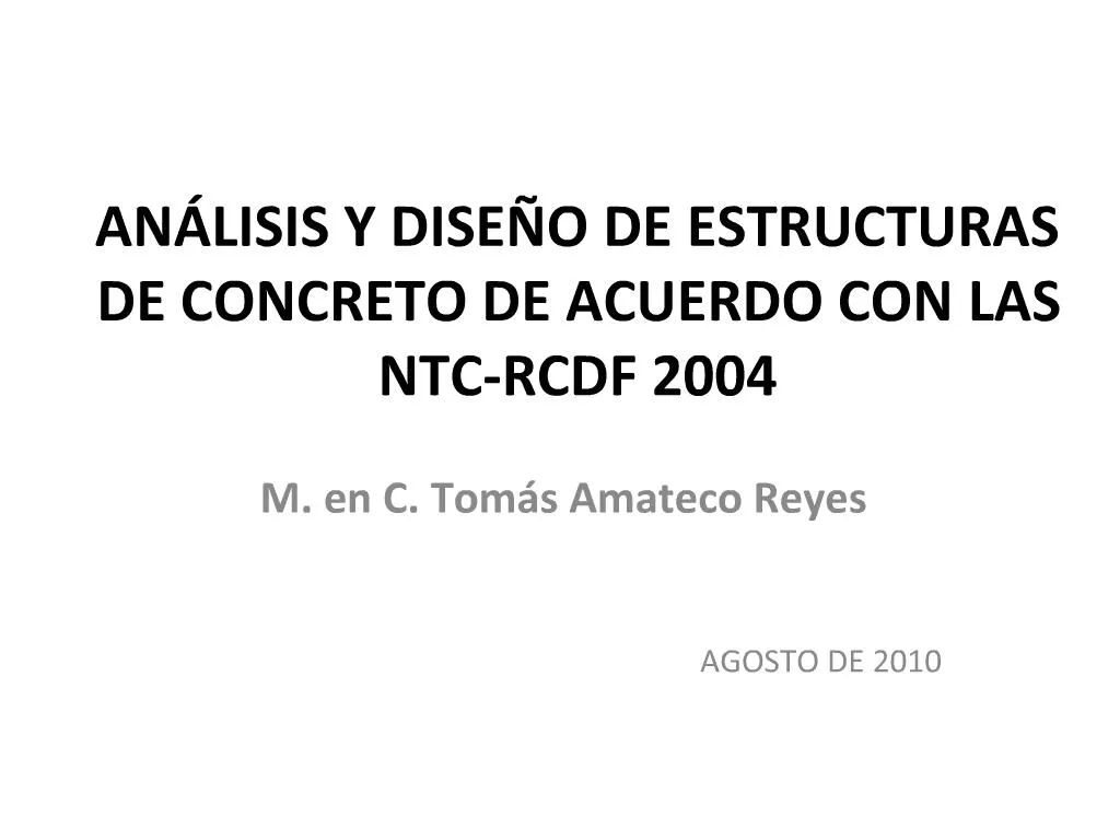 Ppt An Lisis Y Dise O De Estructuras De Concreto De Acuerdo Con Las