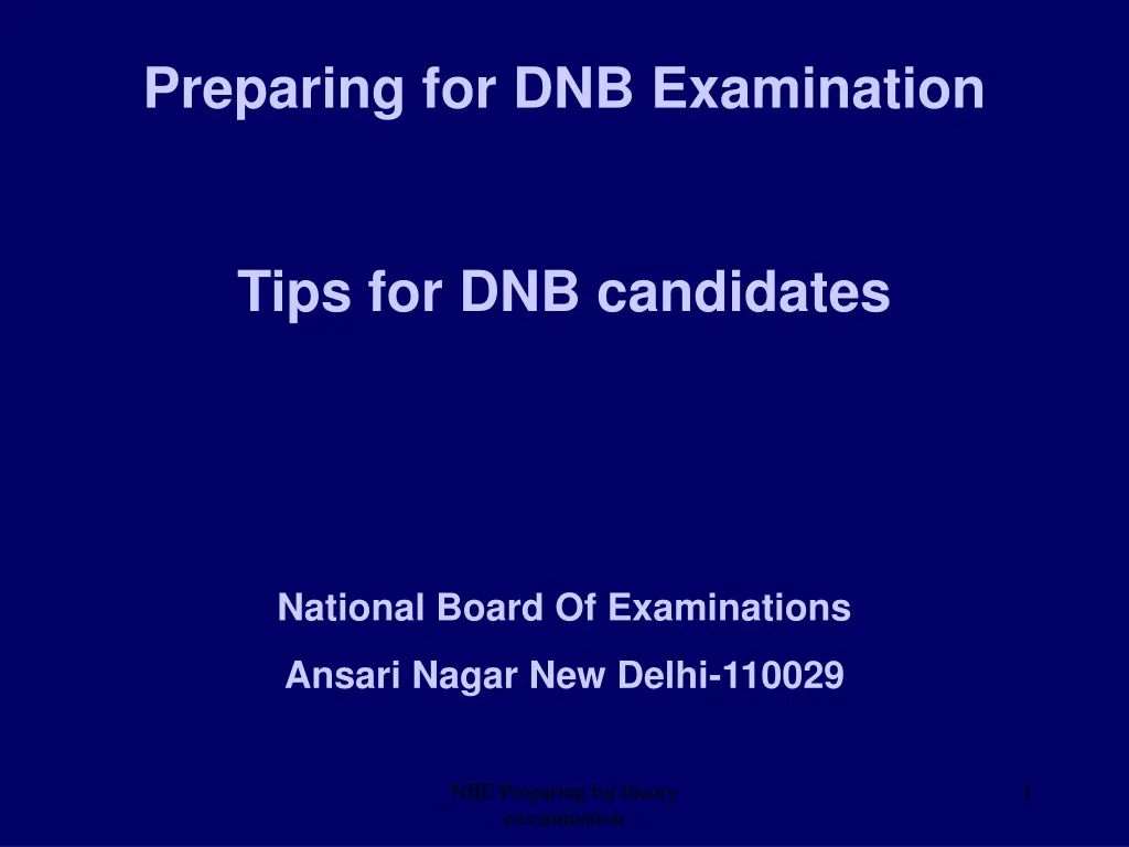 preparing for dnb examination tips n.
