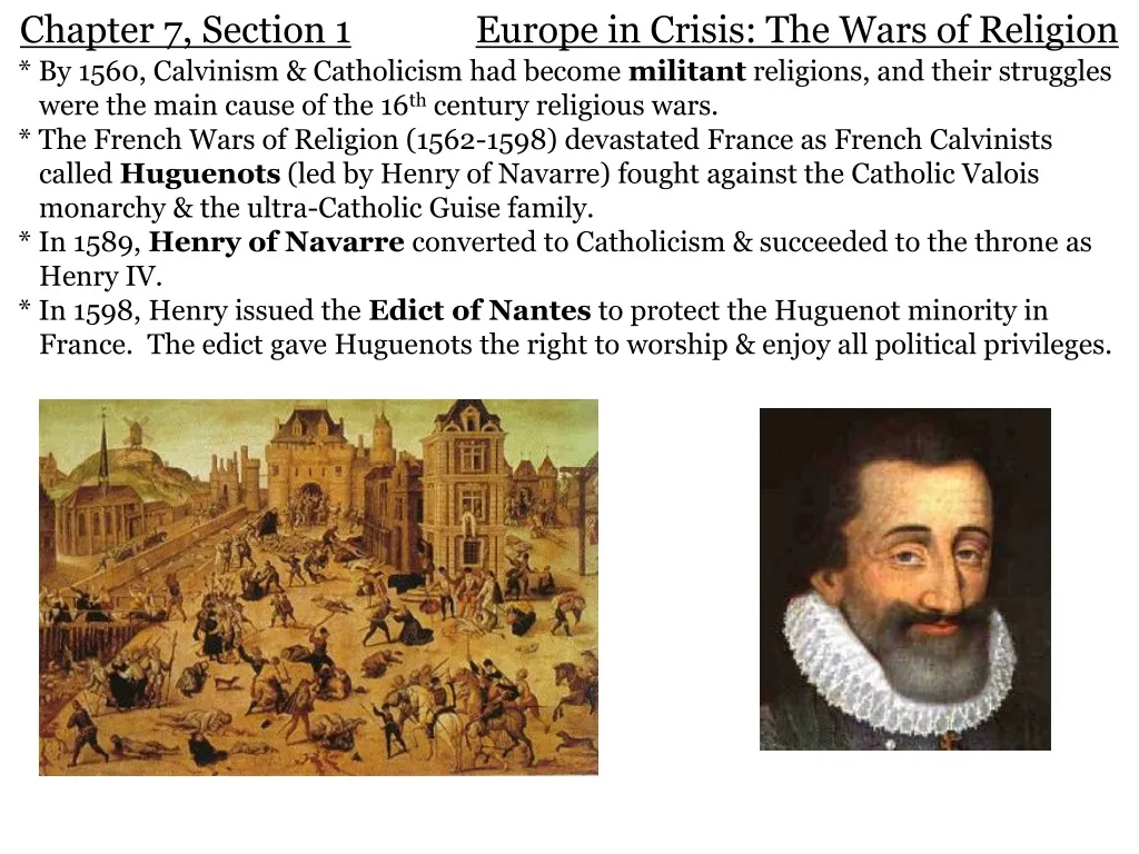 chapter 7 section 1 europe in crisis the wars of religion n.