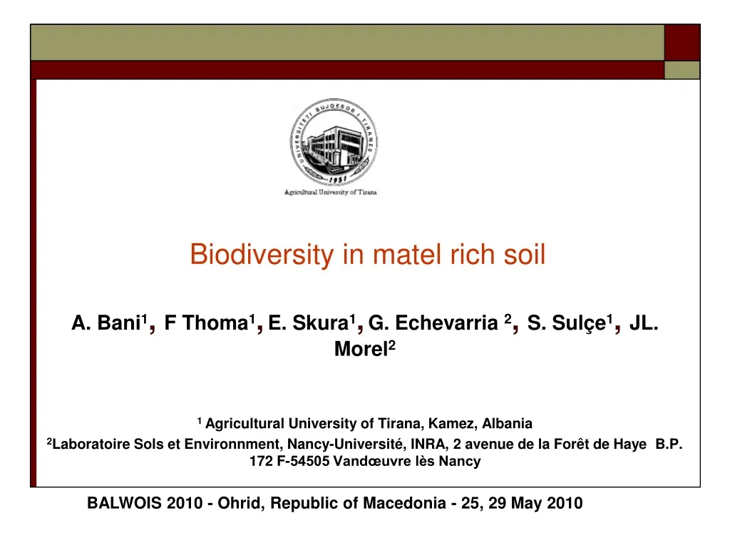 biodiversity in matel rich soil n.