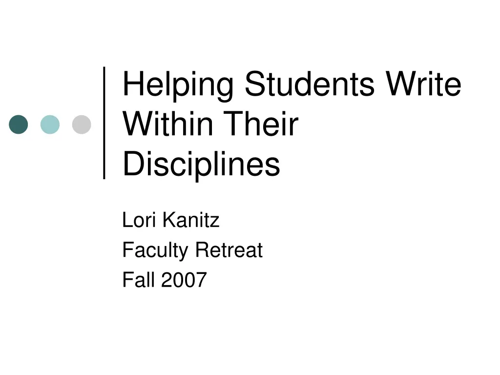 helping students write within their disciplines n.