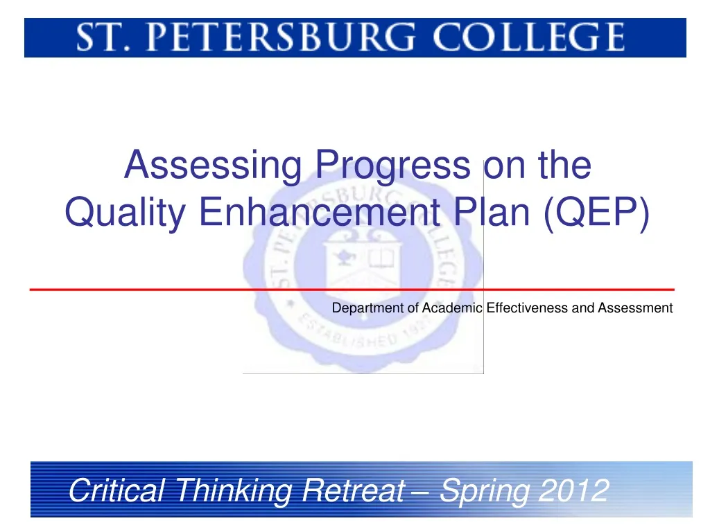 assessing progress on the quality enhancement plan qep n.