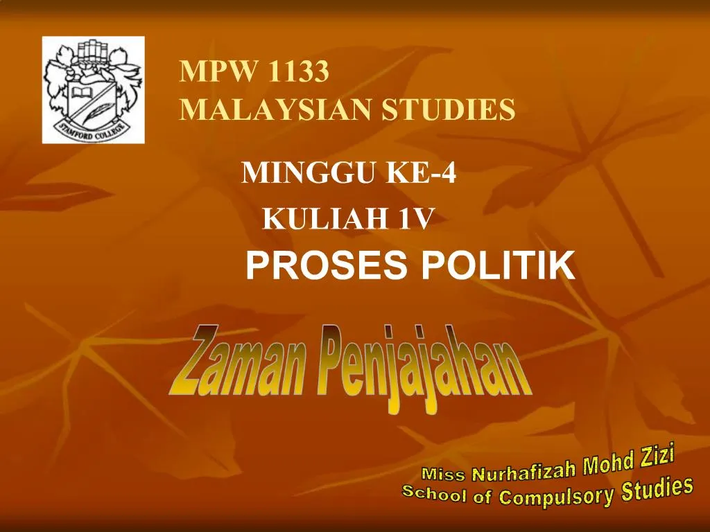 PPT - MPW 1133 MALAYSIAN STUDIES PowerPoint Presentation, Free Download ...