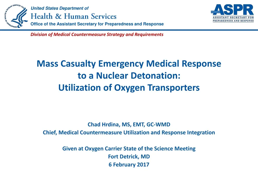 mass casualty emergency medical response to a nuclear detonation utilization of oxygen transporters n.