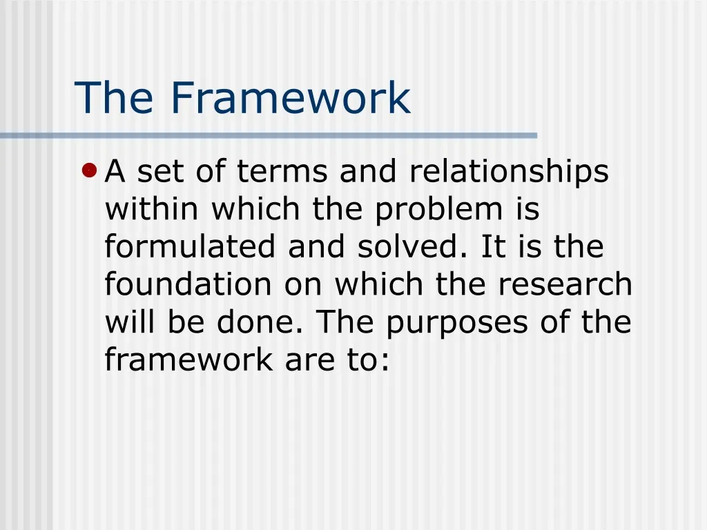 the framework n.