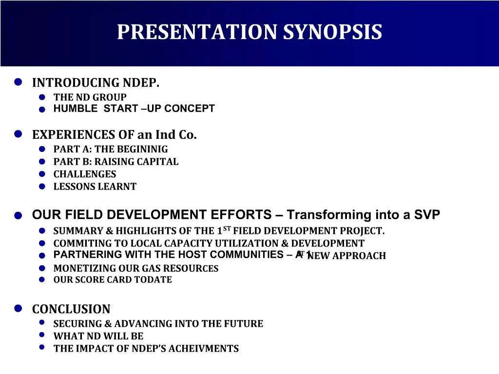 how to give synopsis presentation