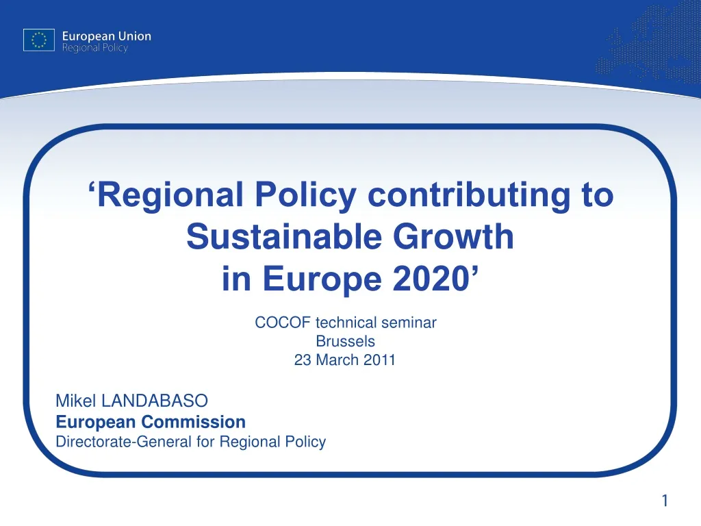 regional policy contributing to sustainable growth in europe 2020 n.