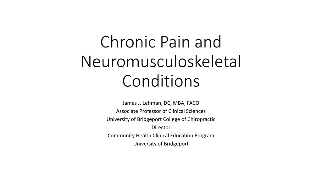 chronic pain and neuromusculoskeletal conditions n.