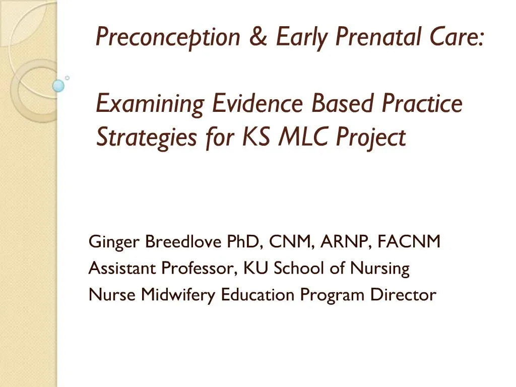 PPT - Preconception Early Prenatal Care: Examining Evidence Based ...