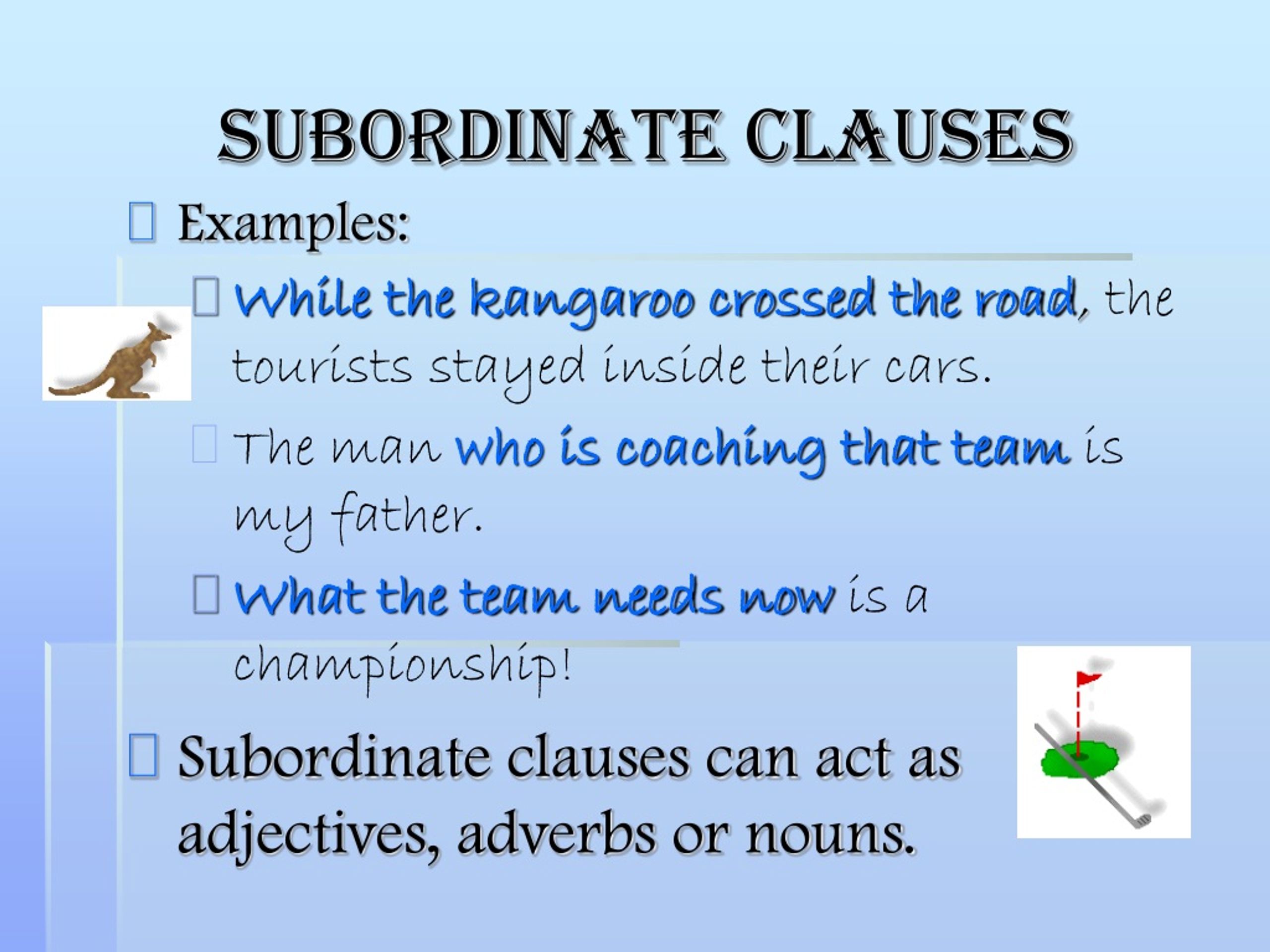 Adverb Subordinate Clause Worksheet