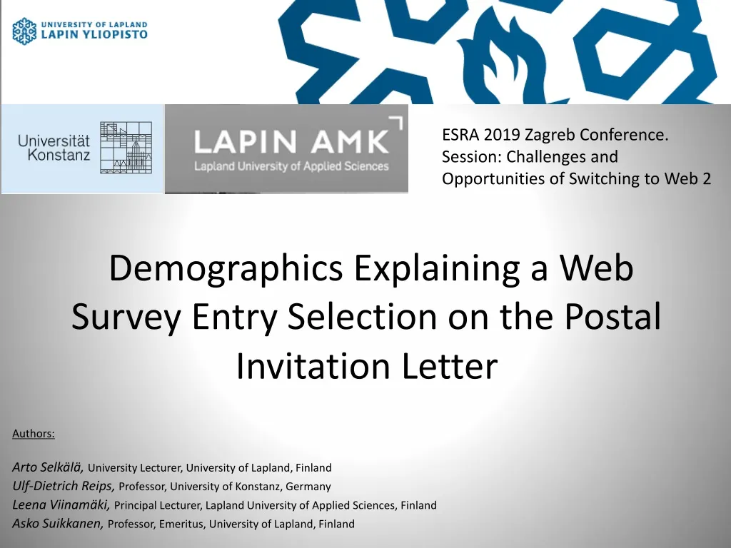 demographics explaining a web survey entry selection on the postal invitation letter n.