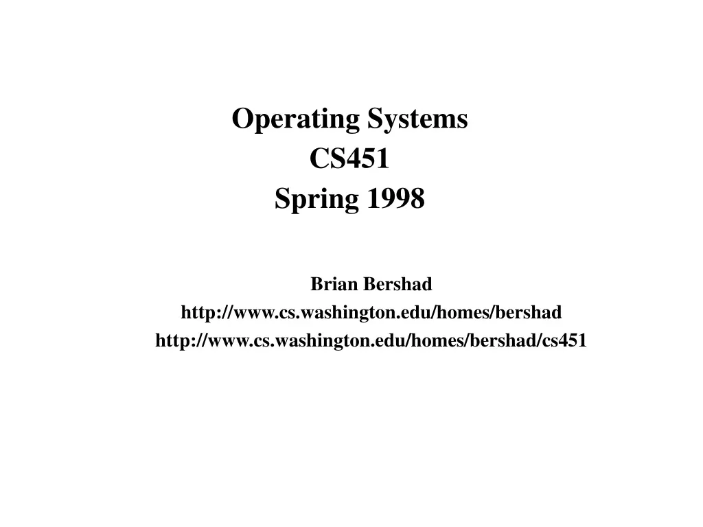 operating systems cs451 spring 1998 n.