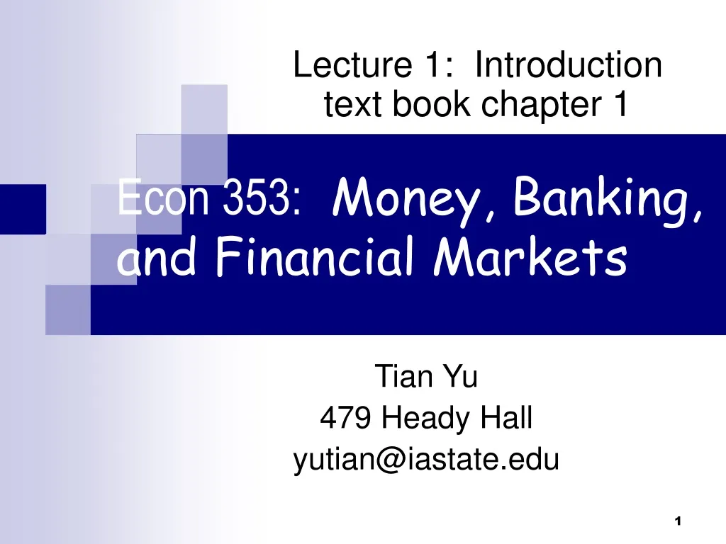 econ 353 money banking and financial markets n.