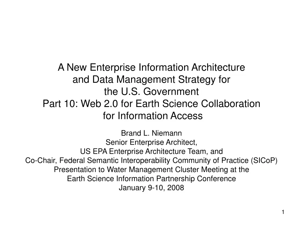 a new enterprise information architecture n.