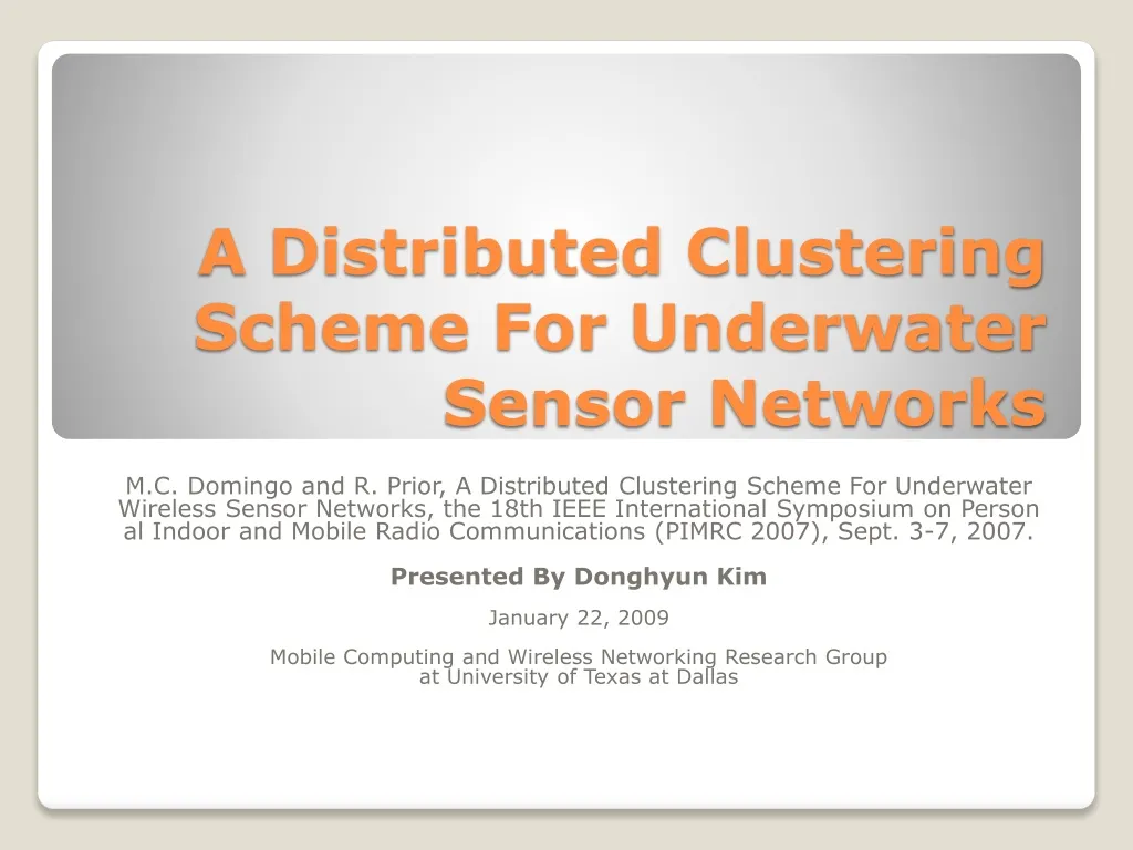 a distributed clustering scheme for underwater sensor networks n.