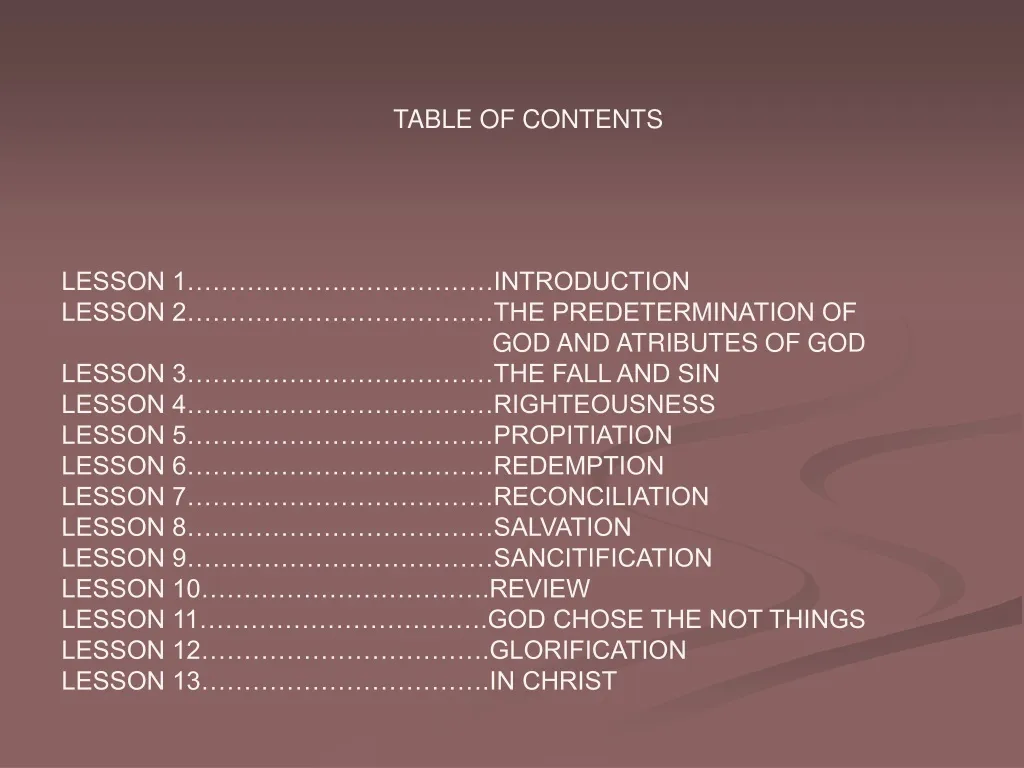 table of contents n.