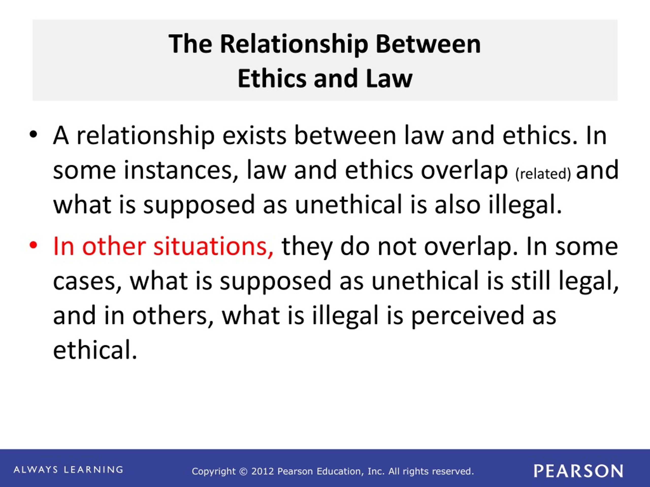 what is the relationship between ethics and the law essay