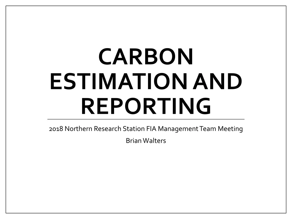 carbon estimation and reporting n.
