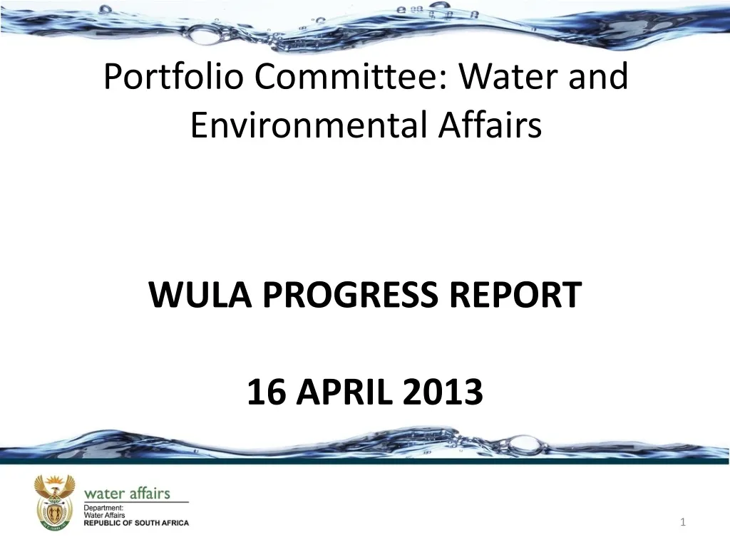 portfolio committee water and environmental affairs n.