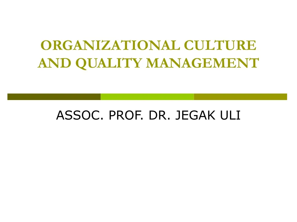 organizational culture and quality management n.