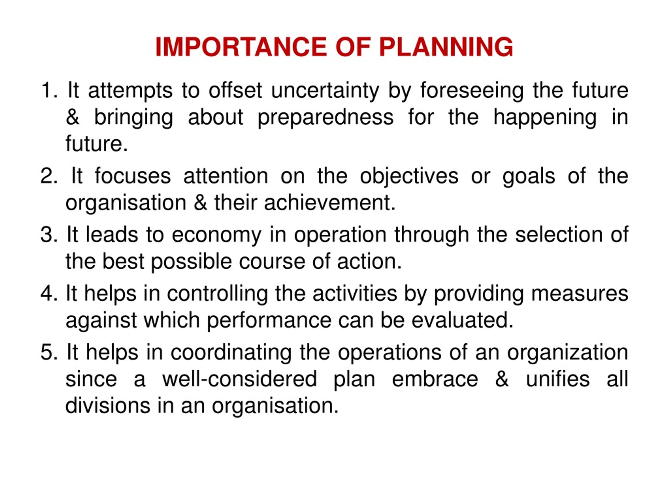case study on importance of planning