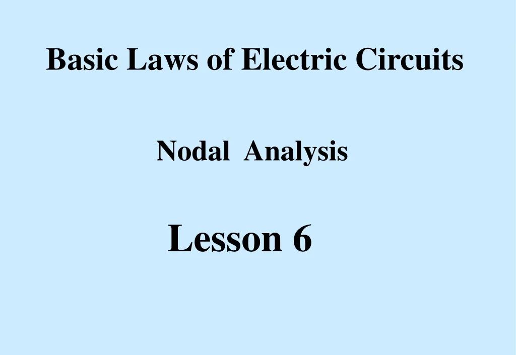 basic laws of electric circuits n.