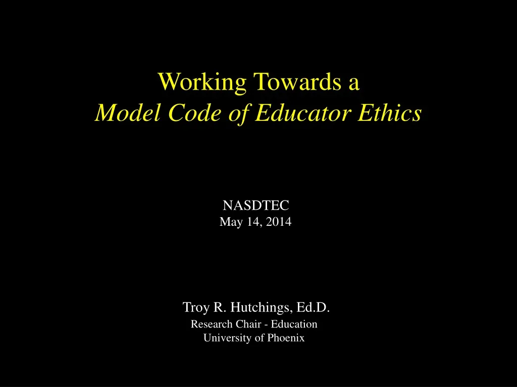 working towards a model code of educator ethics n.