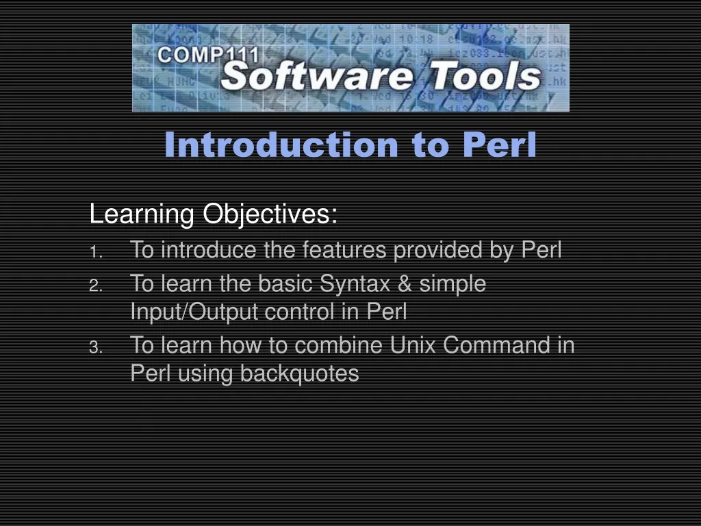 PPT - Introduction to Perl PowerPoint Presentation, free download - ID ...