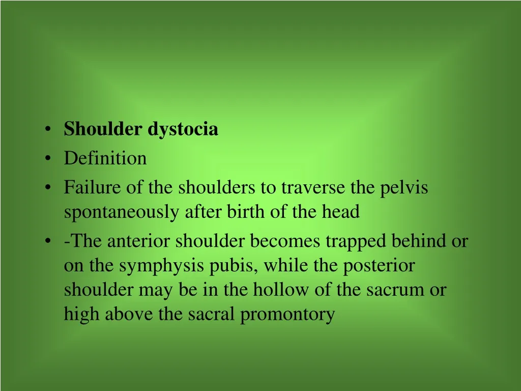 shoulder dystocia definition failure n.