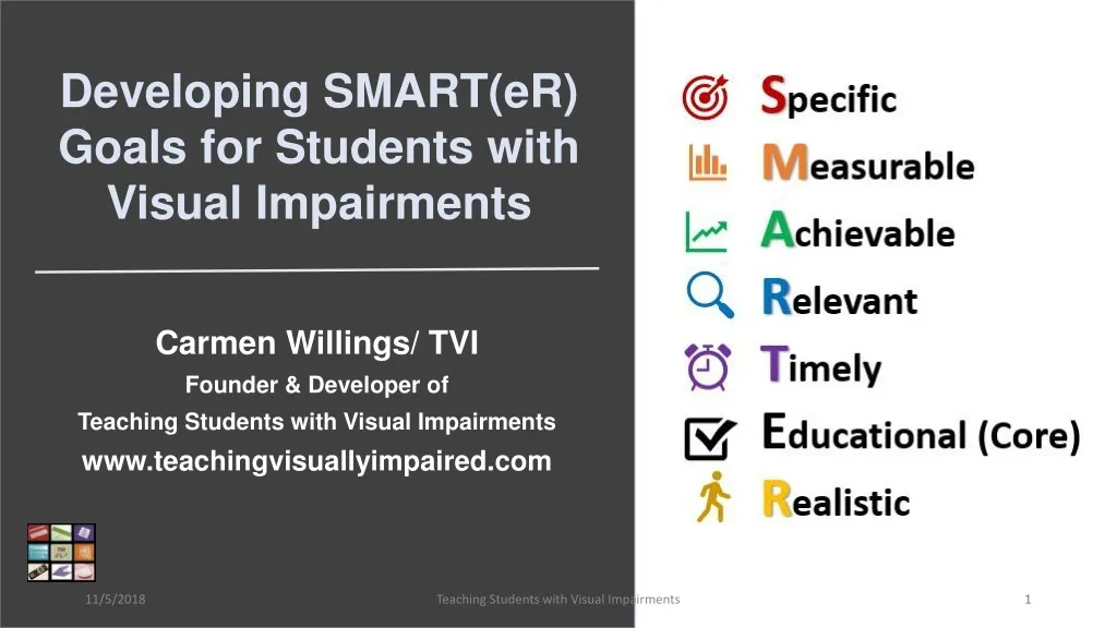 PPT - Developing SMART( eR ) Goals for Students with Visual Impairments ...