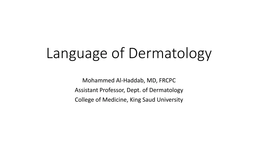 language of dermatology n.