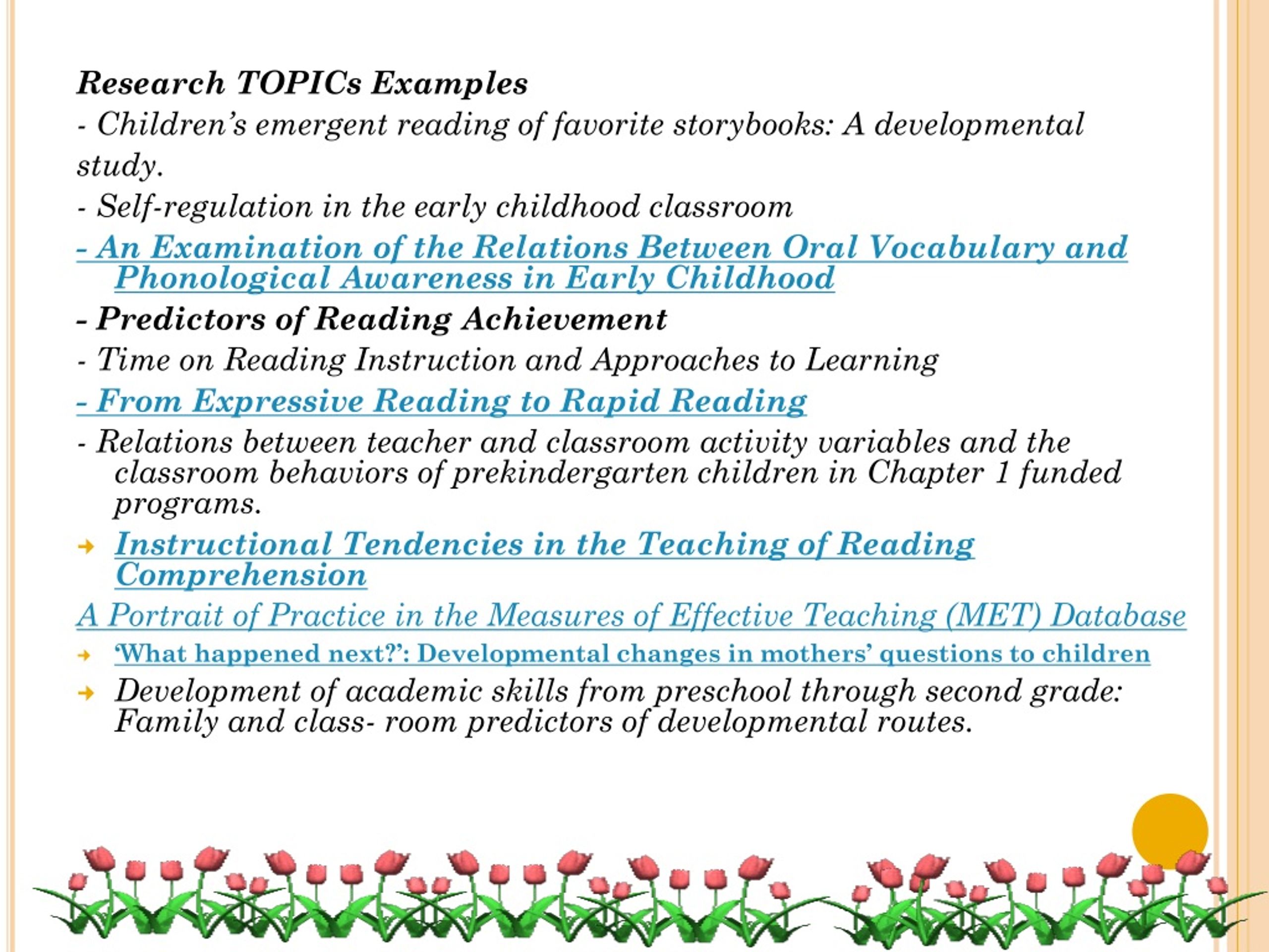research topics in early childhood education