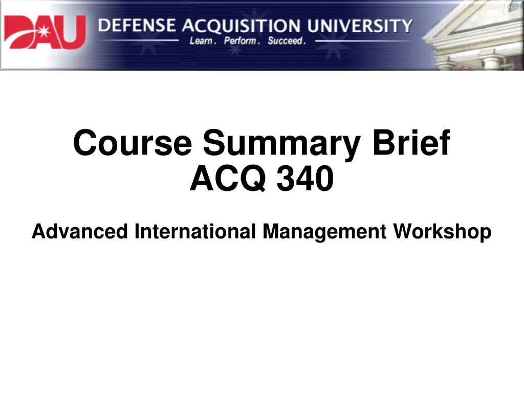 course summary brief acq 340 advanced n.