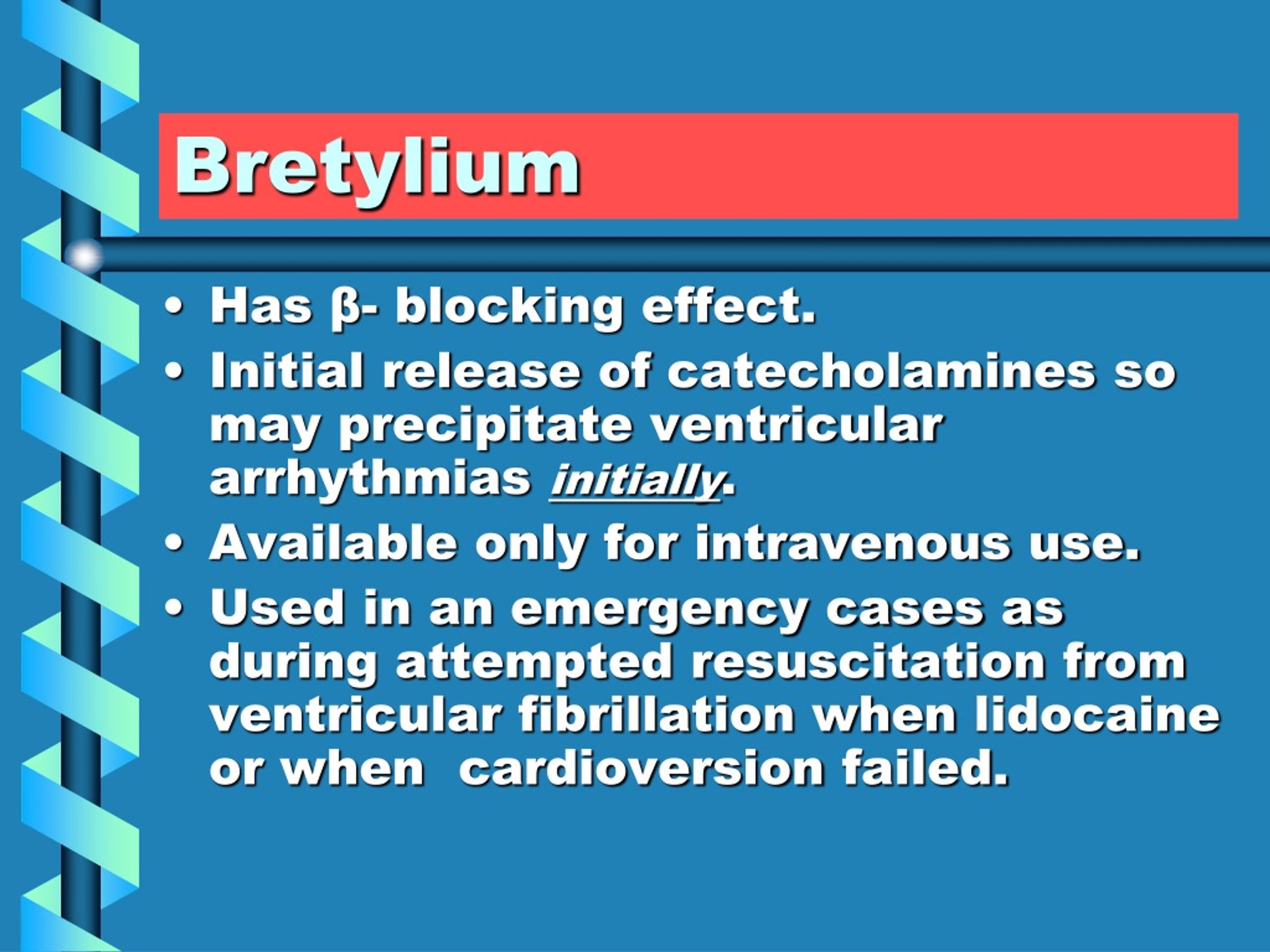 During attempt. Бретилиум. Initial release. Цель бретилиум. Blocking Effect.