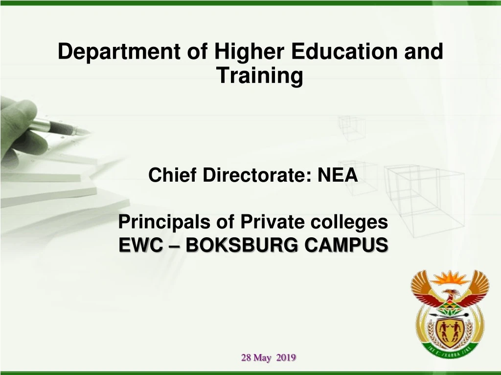 Ppt Department Of Higher Education And Training Powerpoint