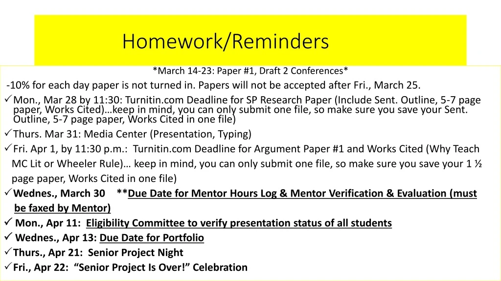 homework reminders n.